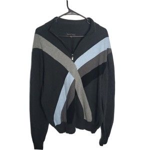 Kenneth Roberts Platinum Mens Size L 1/4 Zip Long Sleeve Sweater Geometric